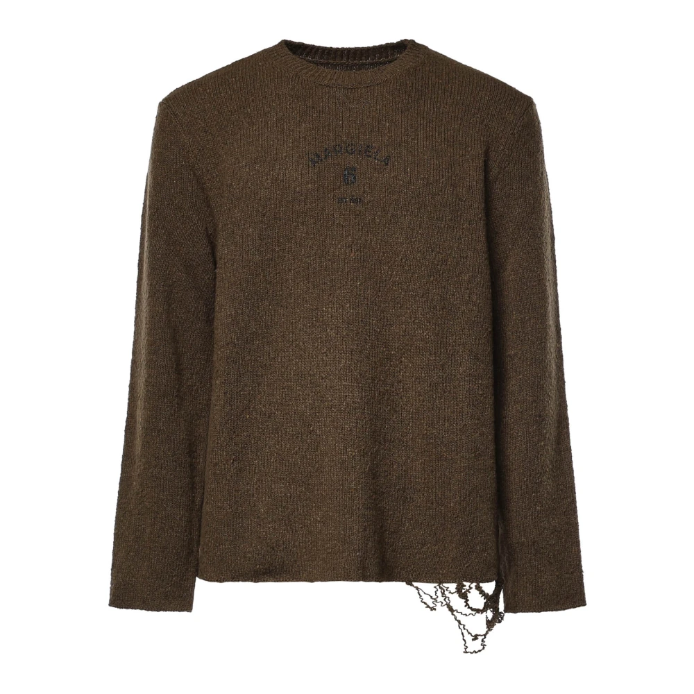 Mm6 Maison Margiela , Round-Neck Knitwear, Male, Green, Xl, Round-Neck Knitwear