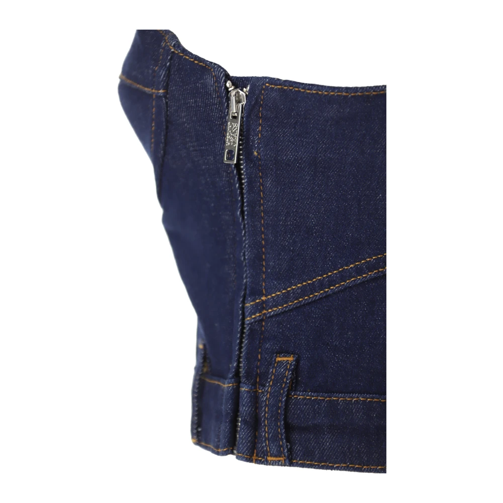 Moschino Denim Crop Top Blue Dames