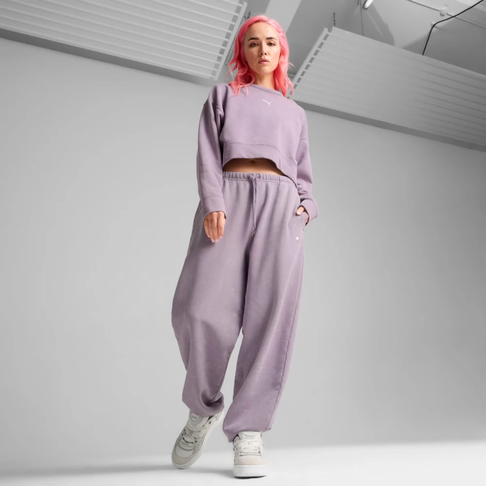 Puma Relaxed Gewassen Sweatshirts Purple Dames