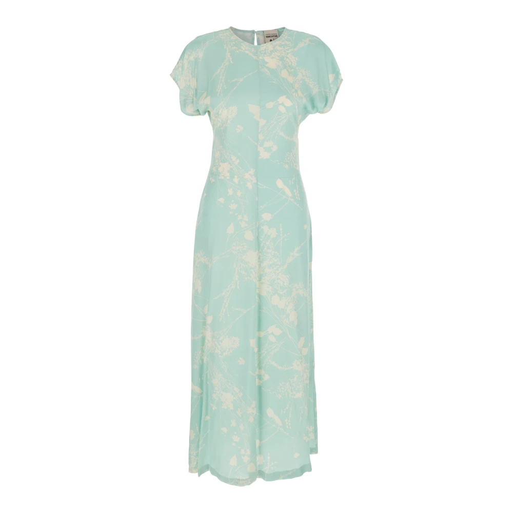 Semicouture Jurk met Korte Mouwen en Print Green Dames