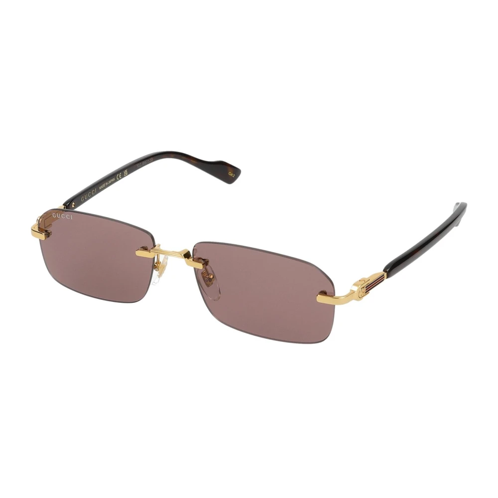 Gucci Gold/Brown Gg1221s 002 Man Sunglasses Metal Squared Normal - Image 2