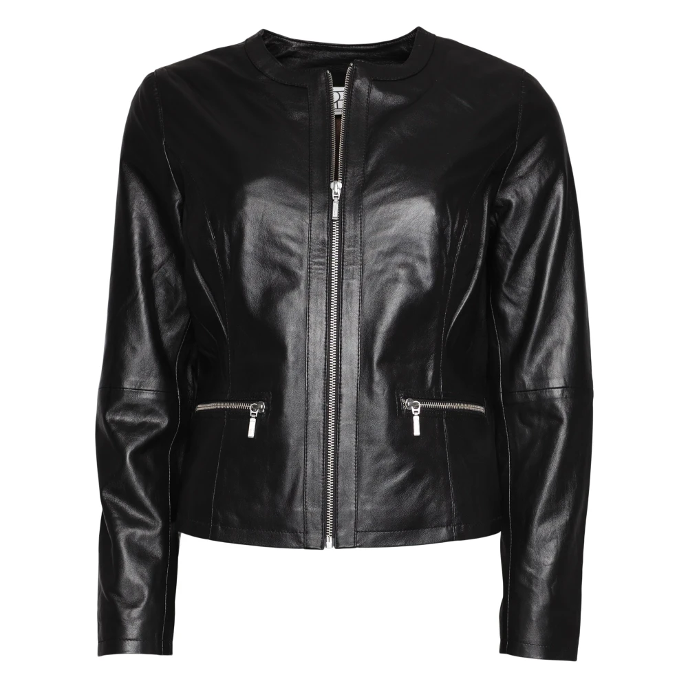 2-Biz Jas Leder Bikerjack Black Dames