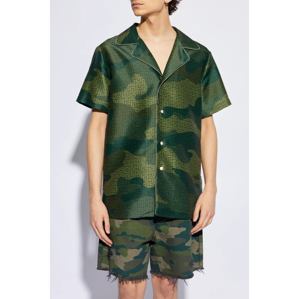 Balmain Shirt met Korte Mouwen Green Heren
