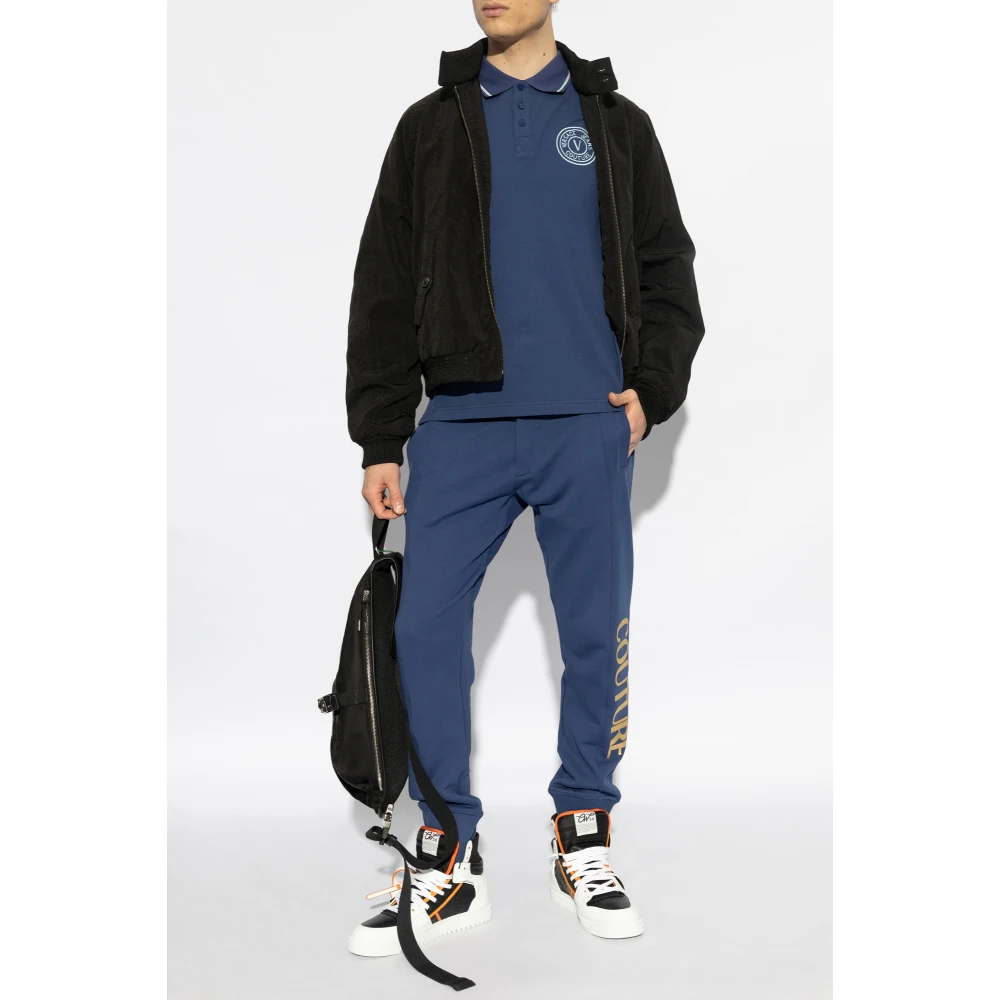 Versace Jeans Couture Polo met geborduurd logo Blue Heren