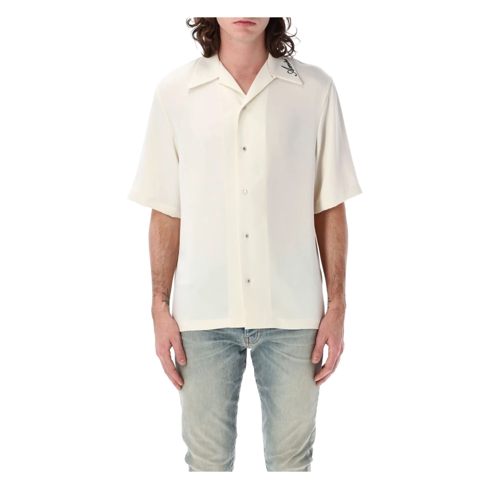 Amiri Logo Collar Camp Shirt White Heren