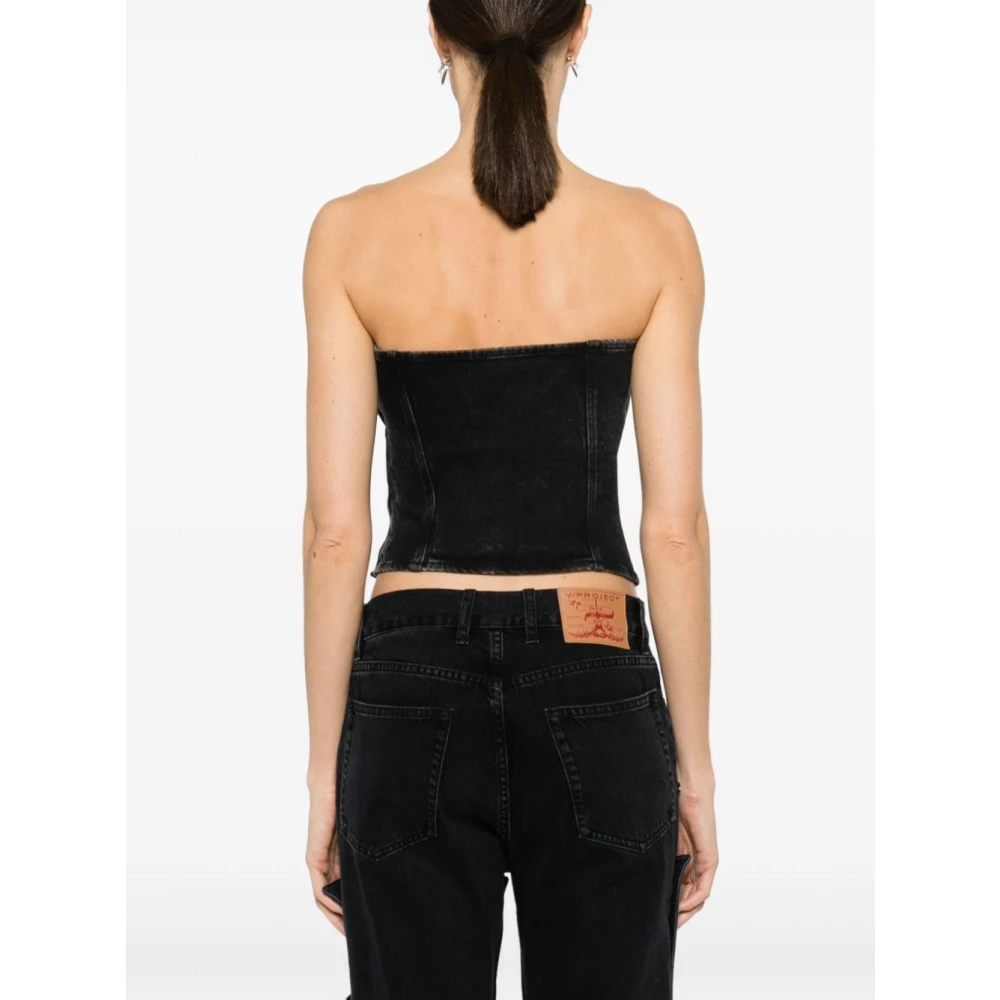 Diesel Crop Top met Geborduurd Logo Black Dames