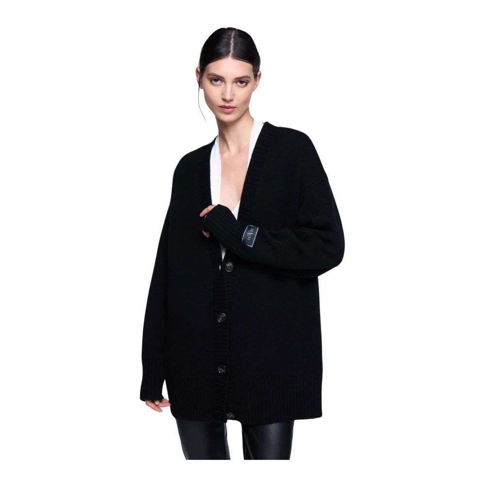 Silvian Heach Oversized Cardigan in Gebreid Black Dames