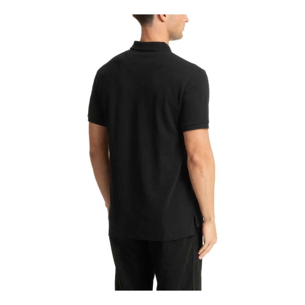 Moschino Effen Polo Shirt met 3 Knopen Black Heren