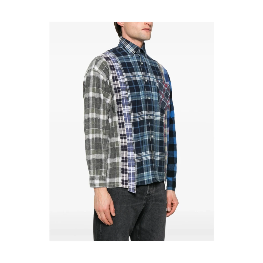 Needles Navy Blue Overhemd met Knoopsluiting Multicolor Heren