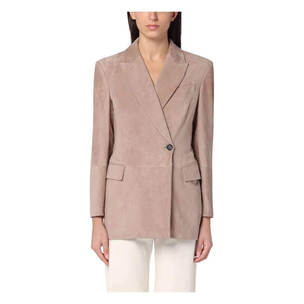 BRUNELLO CUCINELLI Single-Breasted Jas Beige Dames