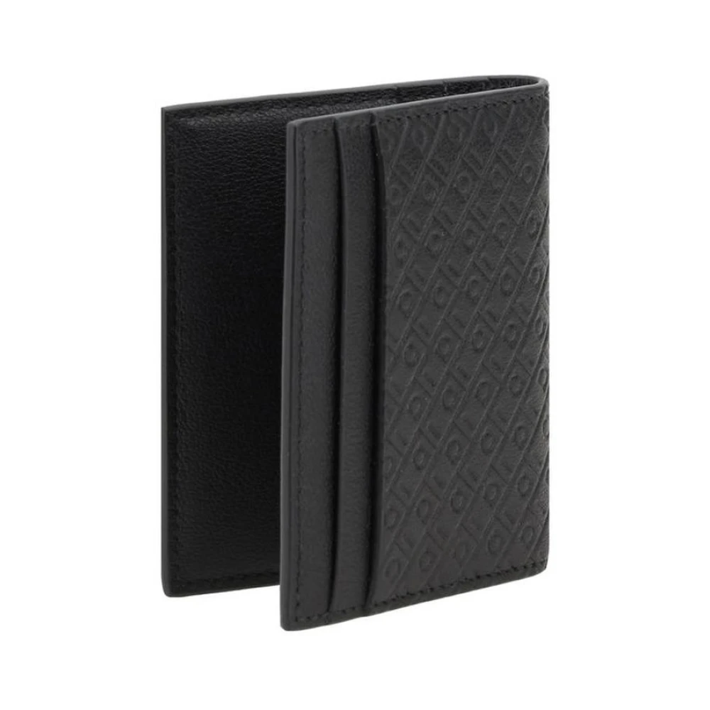 Salvatore Ferragamo Monogram Leren Kaarthouder met Meerdere Slots Black Heren