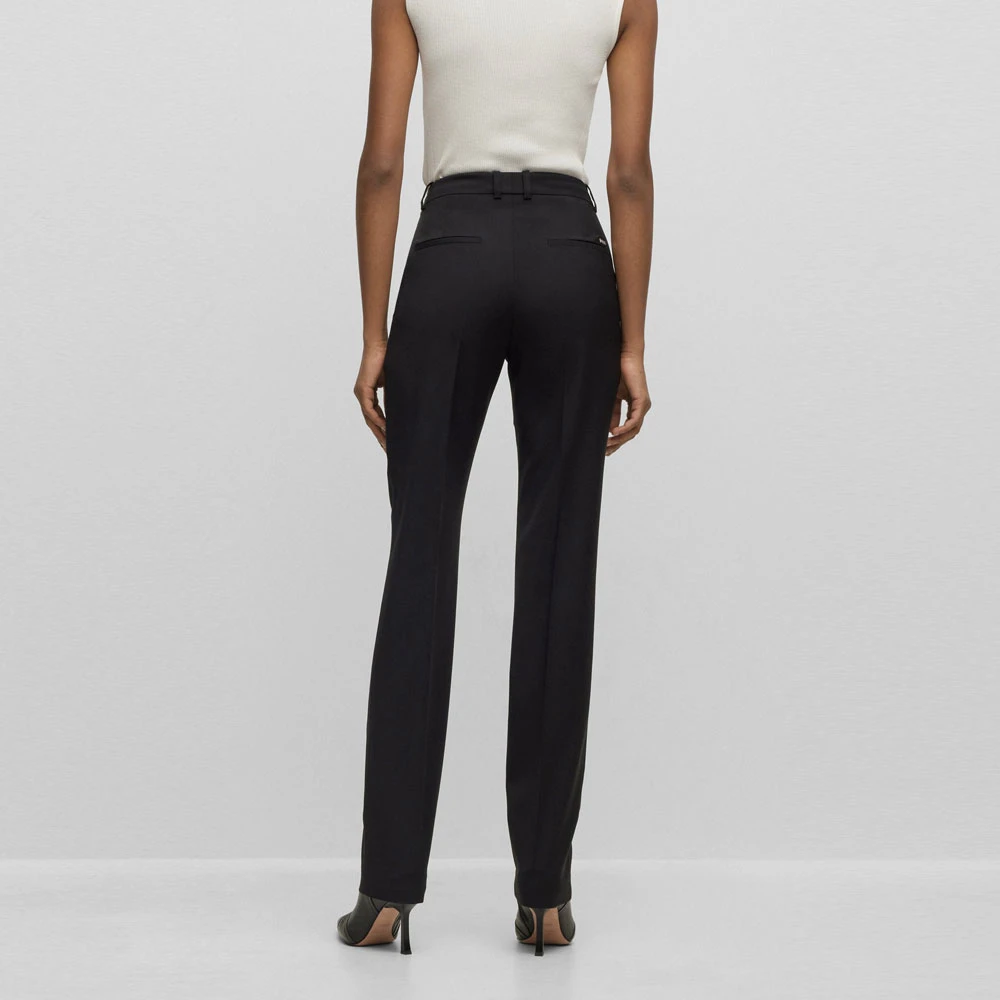 Hugo Boss Klieke Broek met Omgeslagen Zoom Black Dames