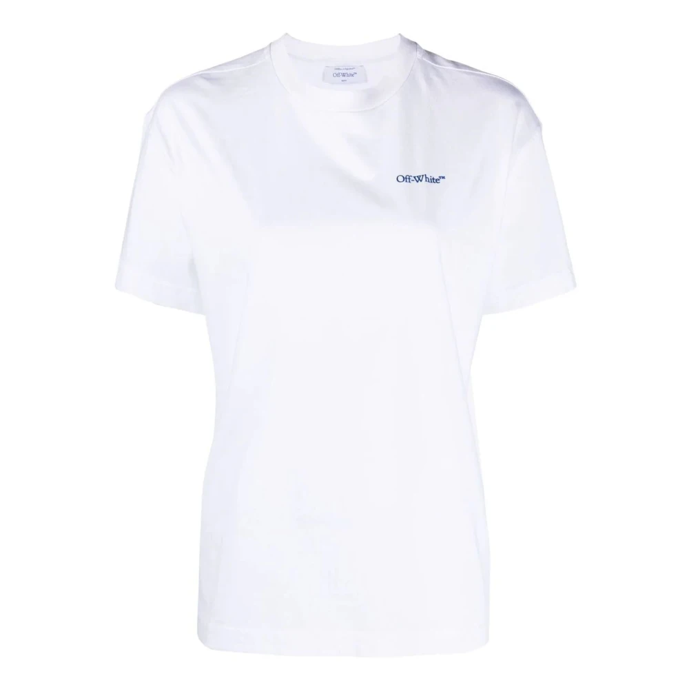 Off White Witte Katoenen T-shirt met Logo Print White Dames