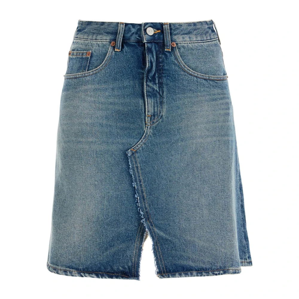 MM6 Maison Margiela Denim Mini Rok met Dubbele Split Blue Dames