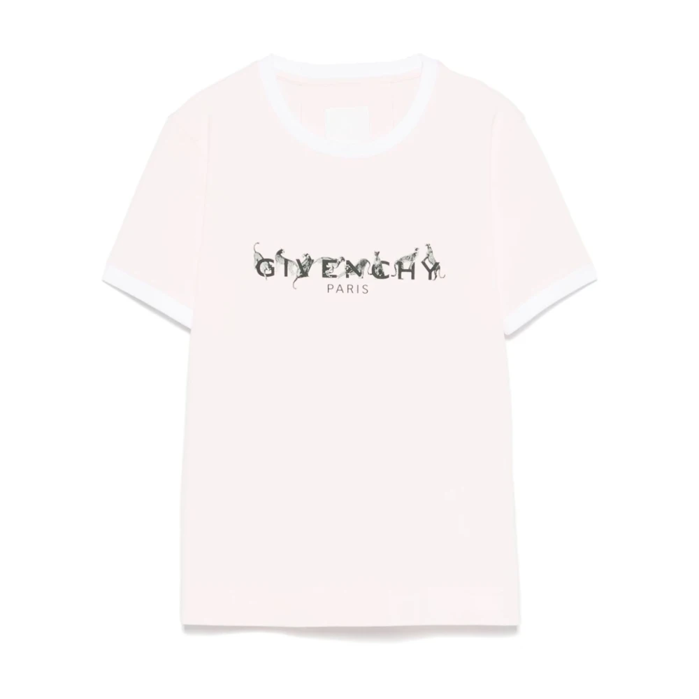 Givenchy Logo Bedrukte Crewneck T-Shirt Pink Dames