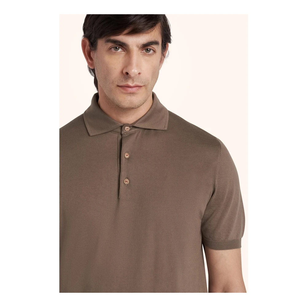 Kiton Zachte Katoenen Poloshirt Brown Heren