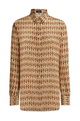 Camisa Seda Natural Estampado Combi
