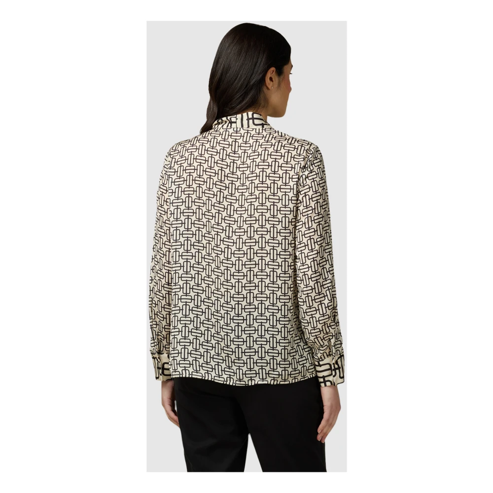 Oltre Satin Optical Hemdblouse met Strik Multicolor Dames