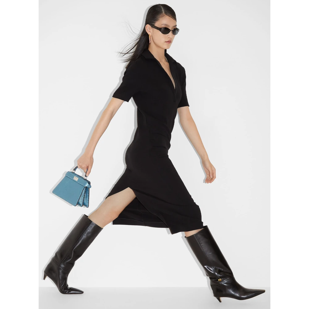 Fendi Zwarte Gedrapeerde Polojurk Black Dames