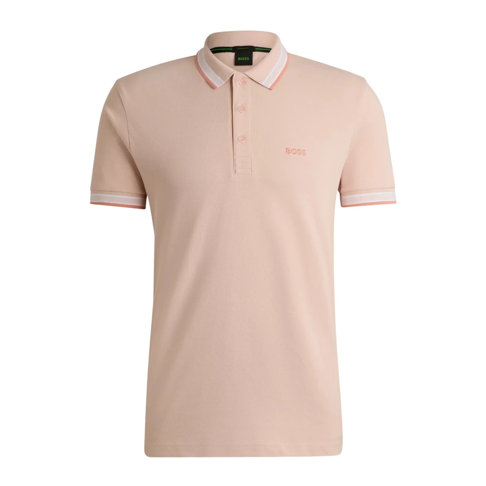 Hugo Boss Polo Shirt met Contrastbies van Katoen Pink Heren
