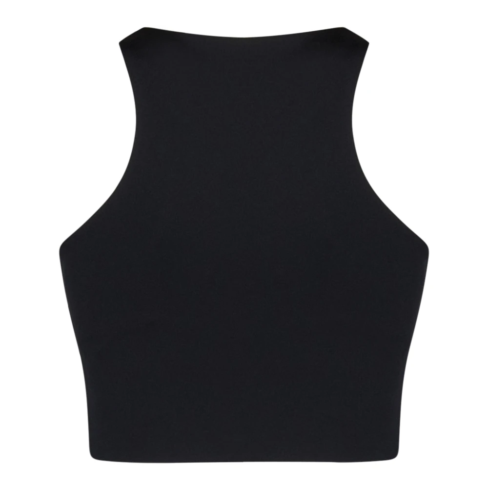 Off White Zwarte Crop Top met Logo Print Black Dames