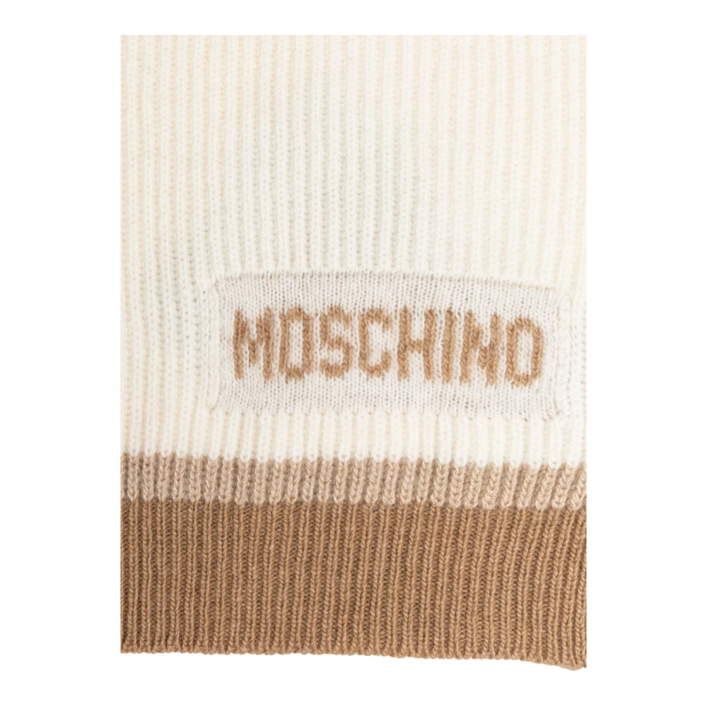 Moschino Sjaal met logo Beige Unisex