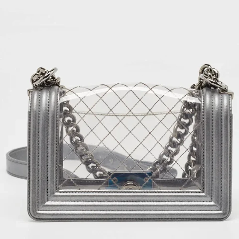 Chanel Vintage Pre-owned Leather shoulder-bags Gray Dames