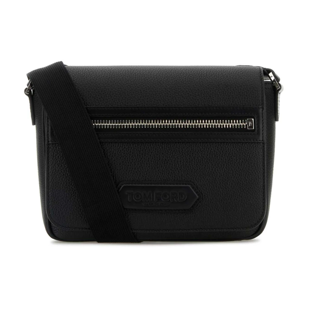 Tom Ford Herr Svart Väskor One Size, Läder, Läder Crossbody Traveller Väska