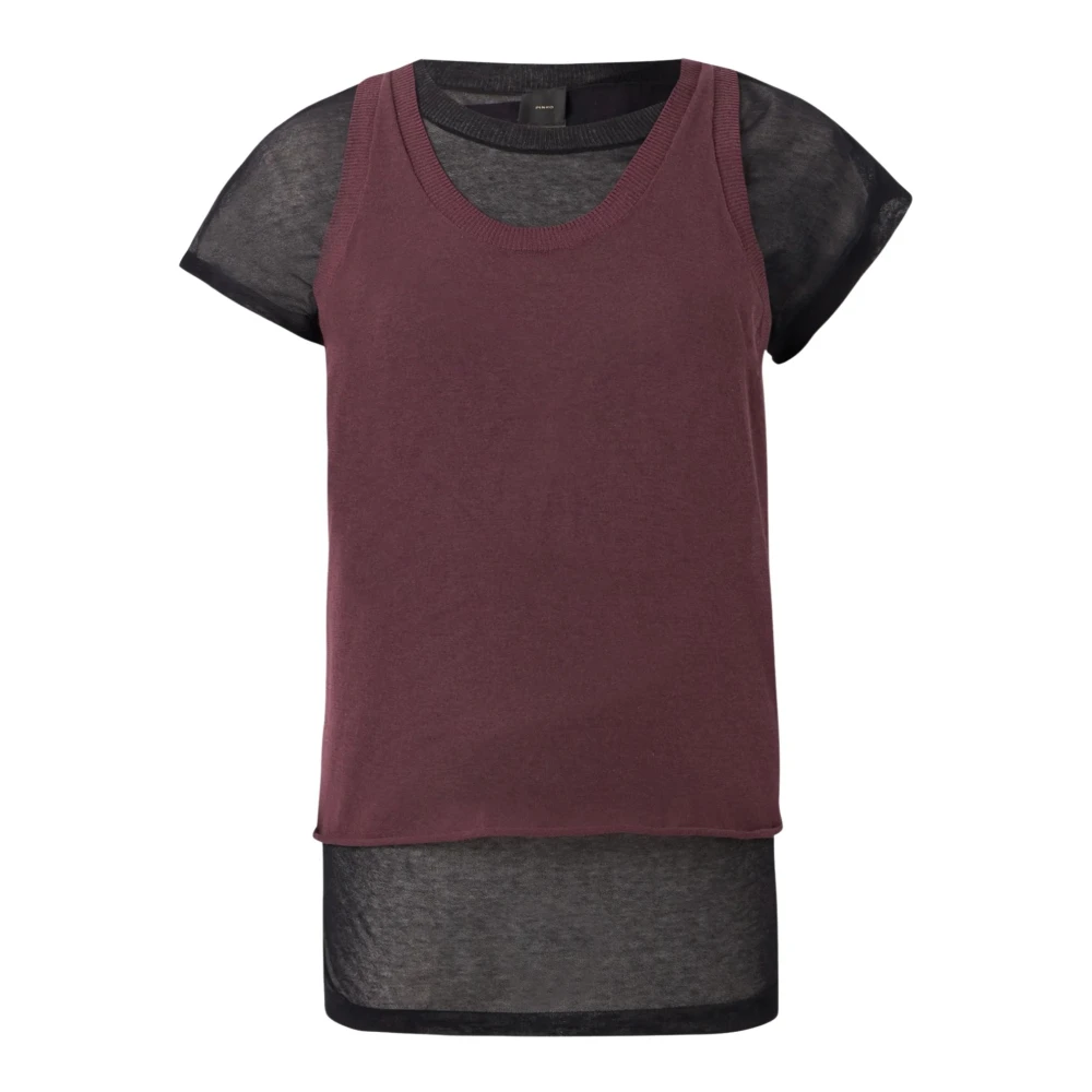 Pinko Women's Red Mark T-Shirt - Round-Neck Knitwear - M - Knitwear