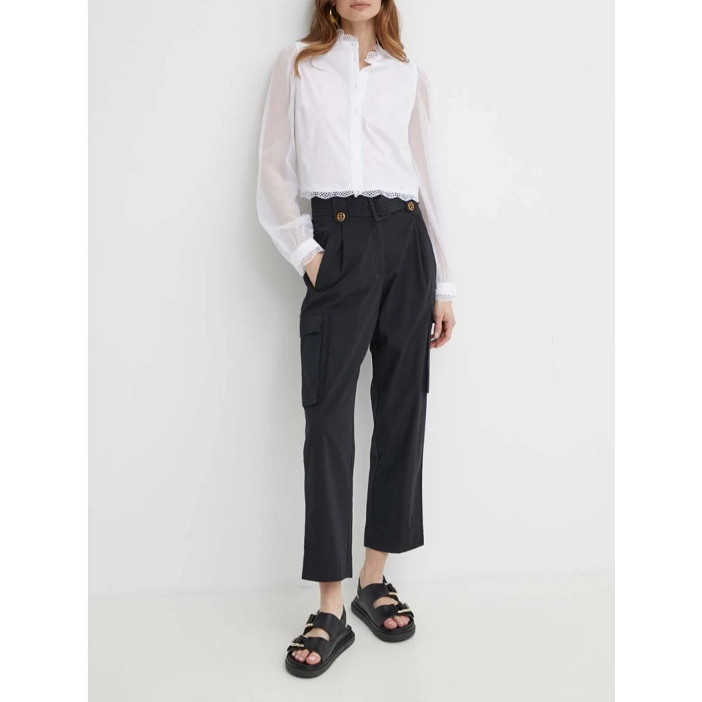 Twinset Cargo Popeline Broek Art. 241Tt2052 Black Dames