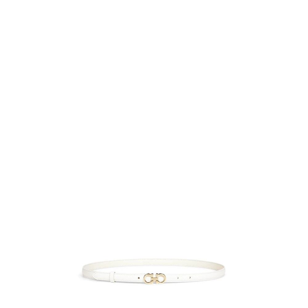 Ferragamo Women's White Gancini Leather Belt