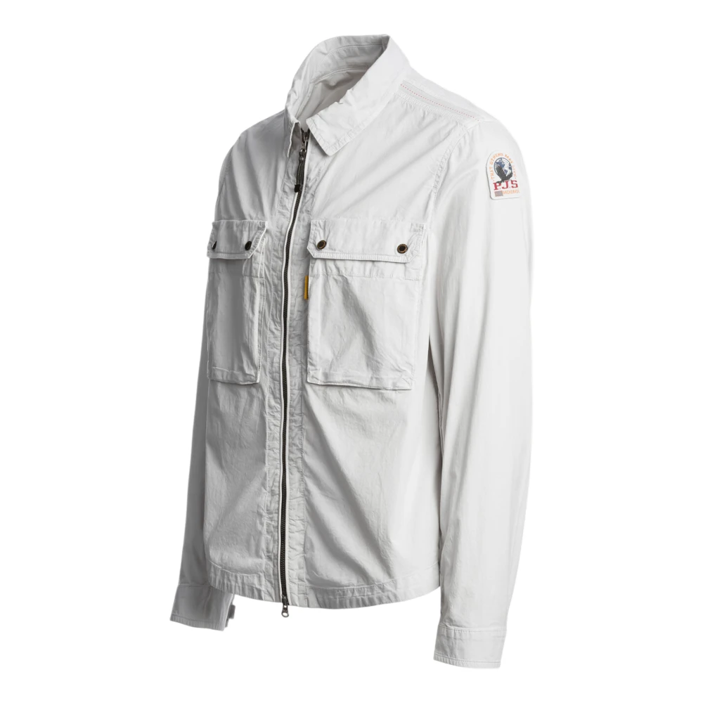 Parajumpers Gabardine Katoenen Overshirt in Zilver White Heren