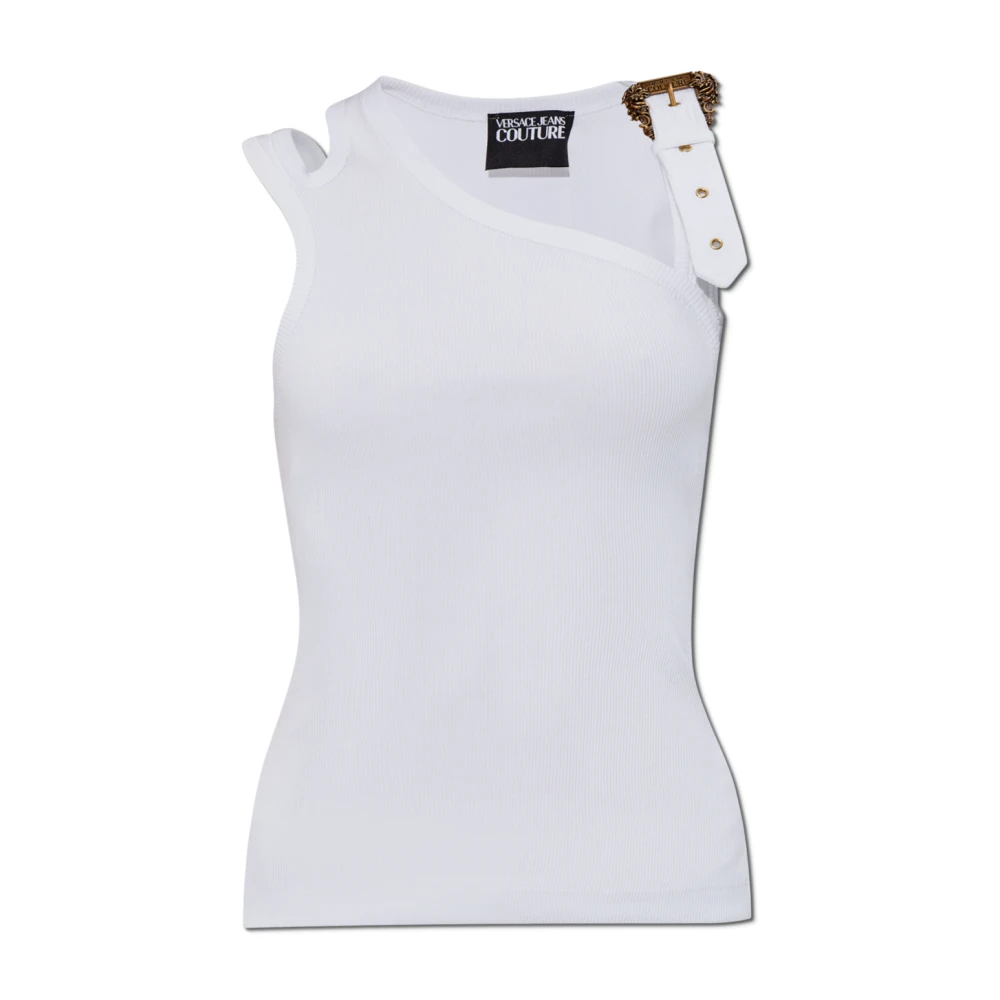 Versace Jeans Couture Geribbelde tanktop White Dames