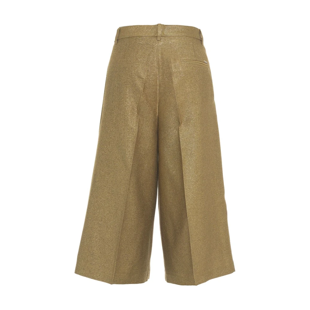Liu Jo Lurex Bermuda Shorts met riemlussen Yellow Dames