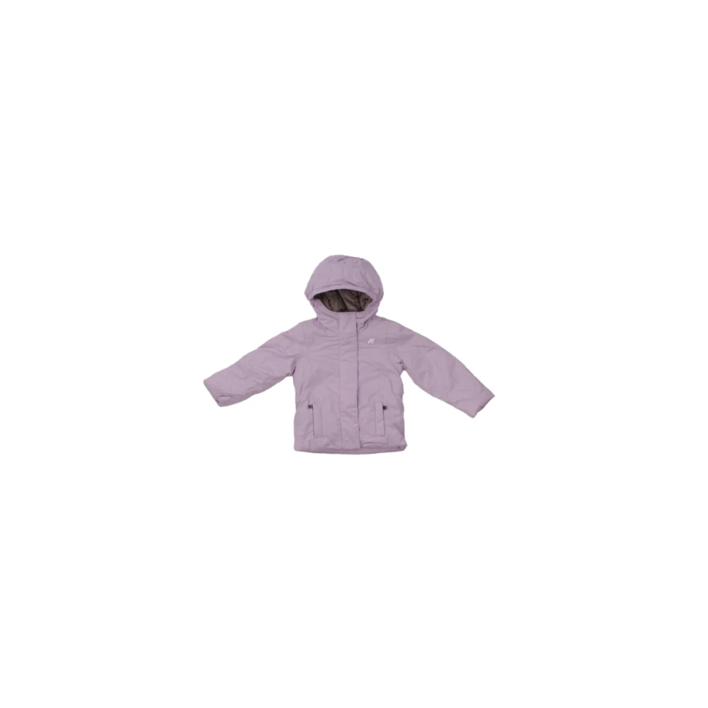 K-way Gewatteerde jas met capuchon en logo Purple Dames