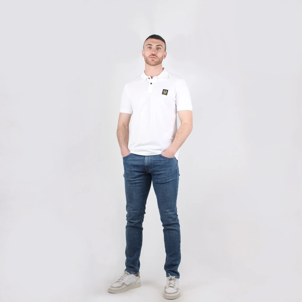 Belstaff Discreet Style Katoen Piqué Polo White Heren