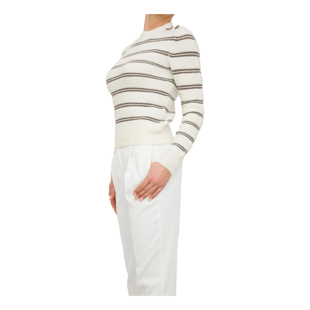Nenette Gestreept Crew Neck Shirt Wit White Dames