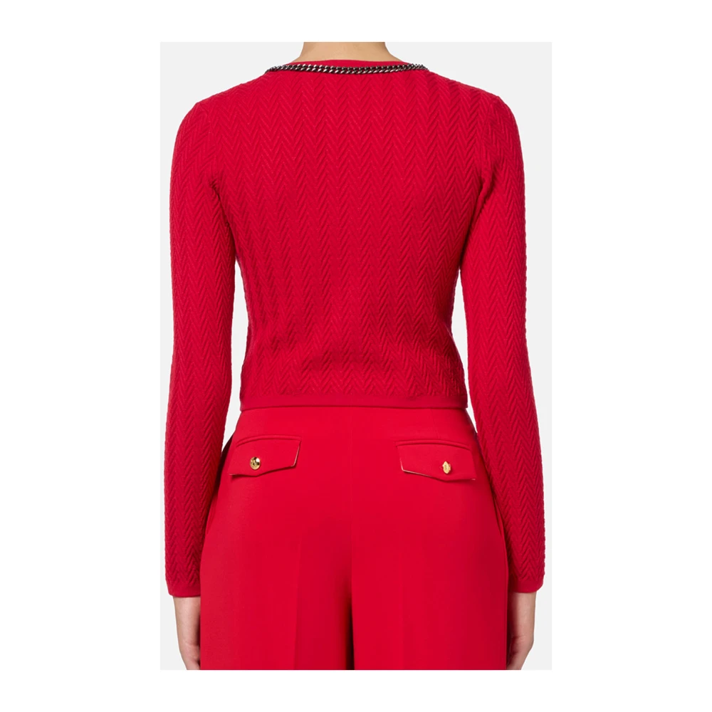 Elisabetta Franchi Rode Vest met Metalen Kettingdetail Red Dames