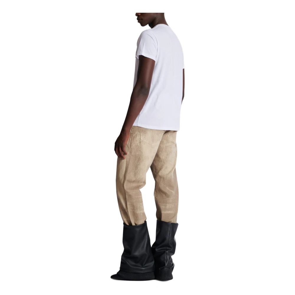Balmain T-shirt met Couture label White Heren