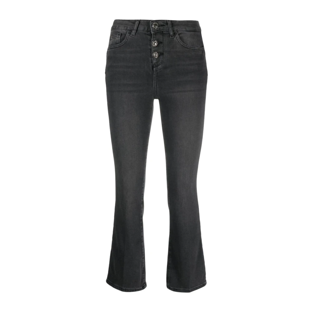 Liu Jo Vrouw Zwart Stijlvolle Flared Cropped Jeans