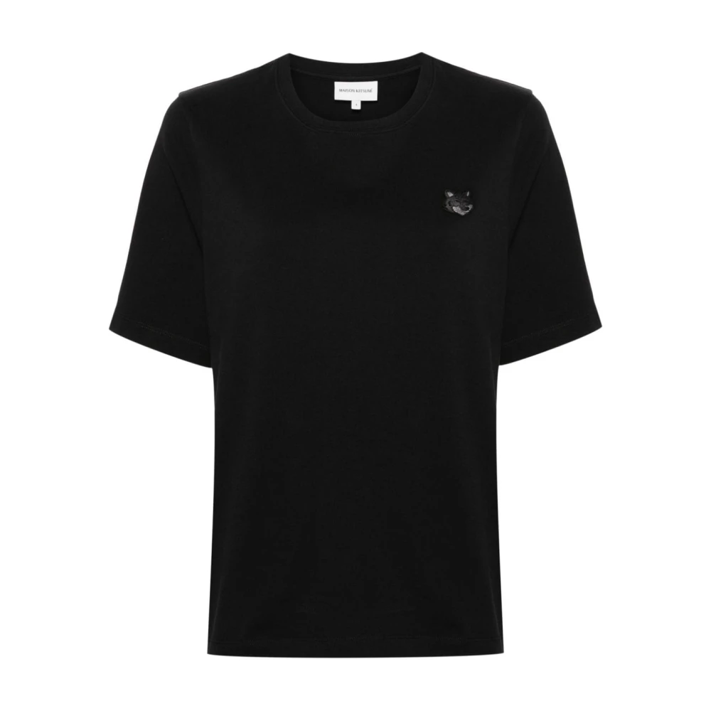 Maison Kitsuné Zwarte T-shirts en Polos met Vet Vos Logo Black Dames