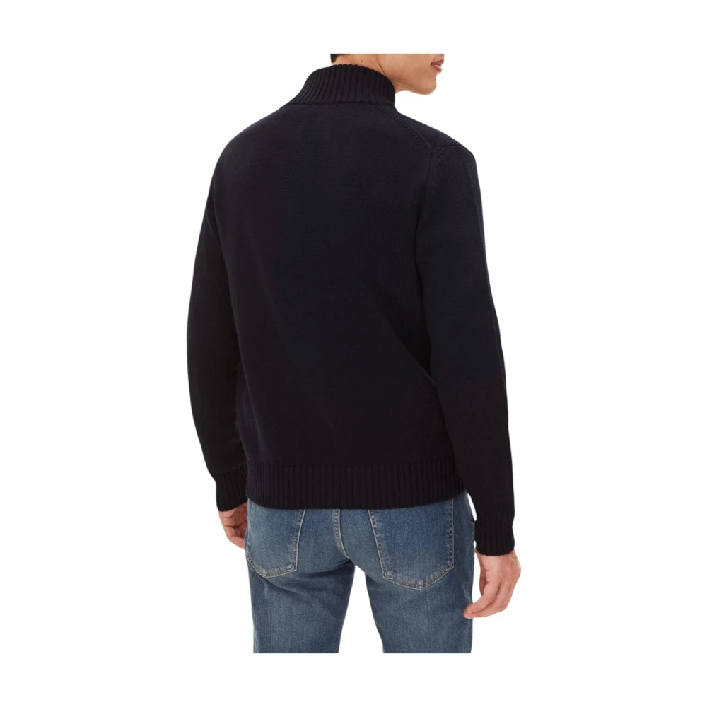 Oscar Jacobson Navy Merino Wol Vest Regular Fit Blue Heren
