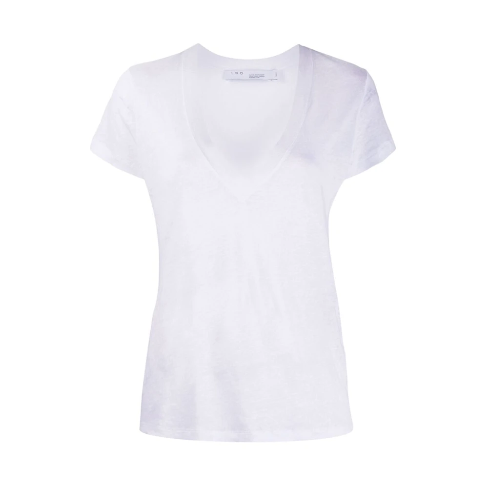 IRO Witte Linnen Burn-Out V-hals T-shirt White Dames