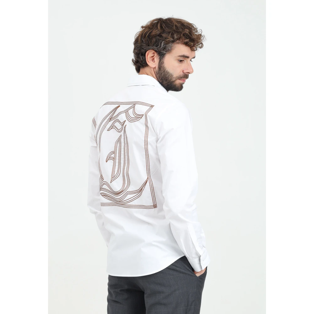 Just Cavalli Wit overhemd met lange mouwen strak ontwerp White Heren