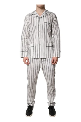 Ränder bomull herr pyjamas set nattkläder