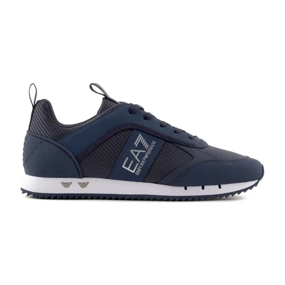 Emporio Armani Ea7 Herr Blå Skor 42 2/3 Eu, Polyester, Sneakers Med Eagle Logo