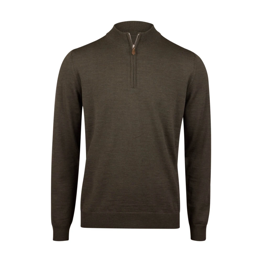 Stenströms Groene Textuur Merinowol Half-Zip Trui Green Heren
