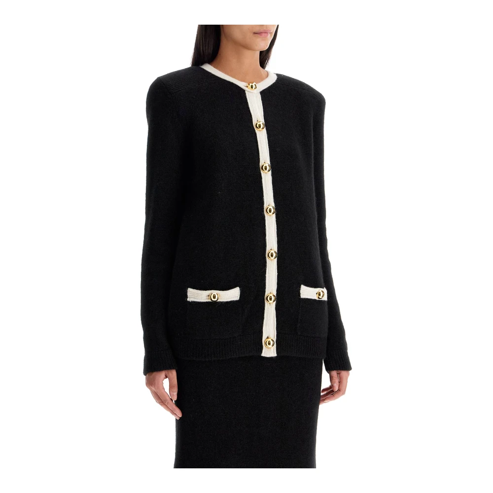 Alessandra Rich Oversized Alpacka Ullstickad Kofta Black, Dam