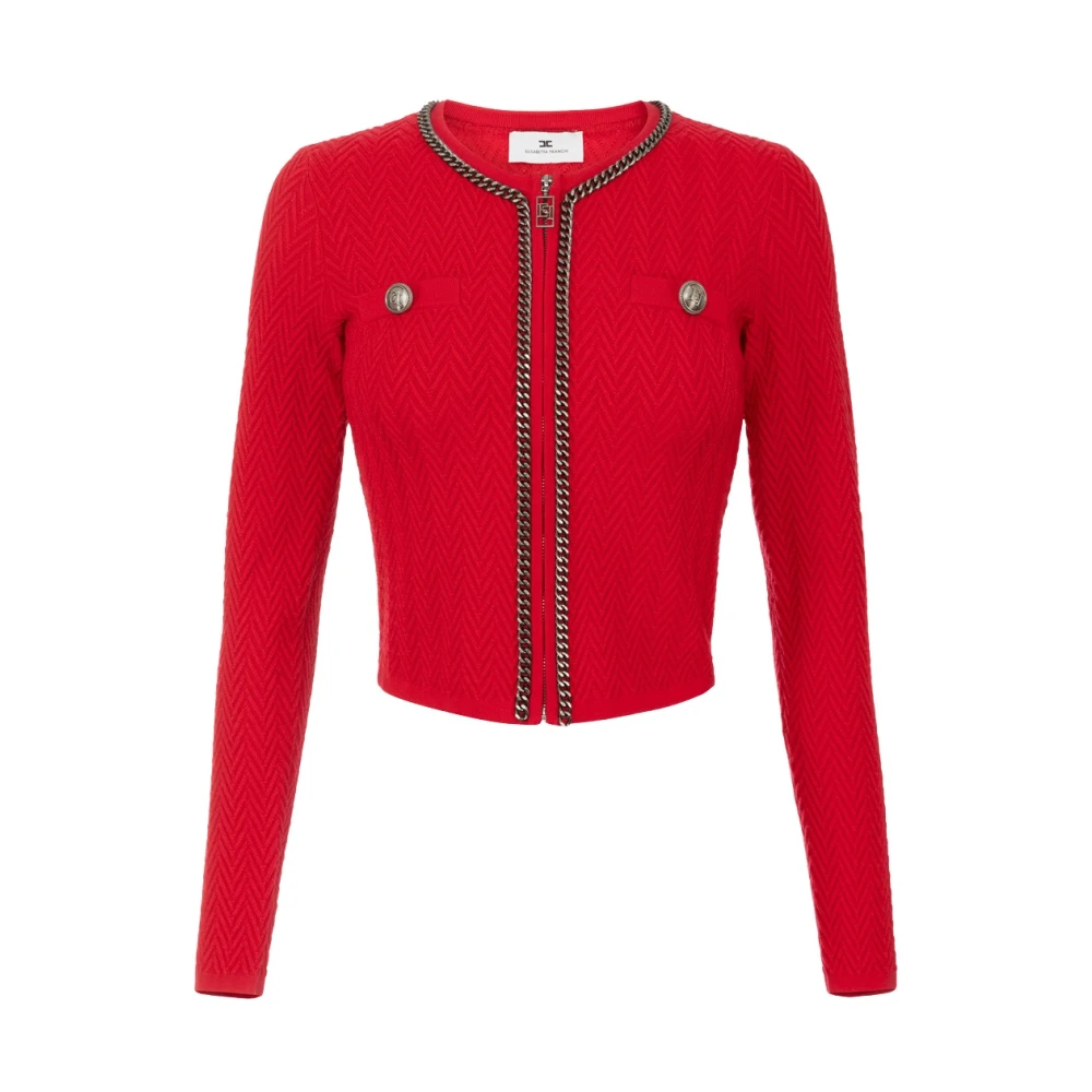 Elisabetta Franchi Rode Vest met Metalen Kettingdetail Red Dames