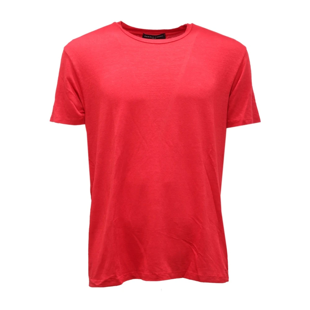 Daniele Fiesoli Men's Red Maglia Slub Linen - T-Shirts - L - Tops